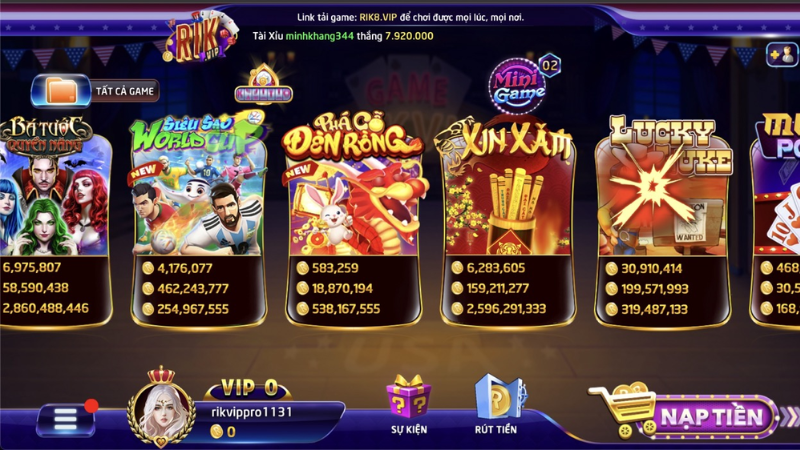 Quá trình tham gia game tại Rikvip